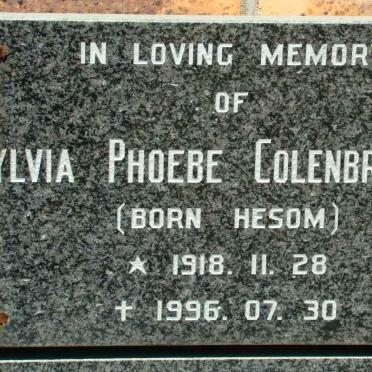 COLENBRANDER Sylvia Phoebe nee HESOM 1918-1996