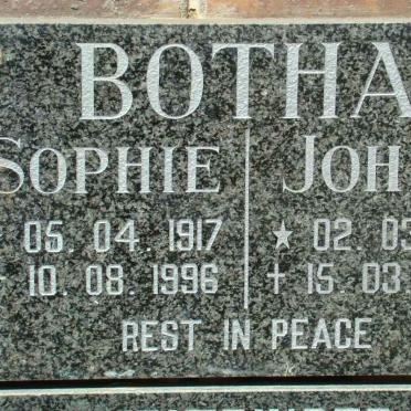 BOTHA Johny 1916-2006 &amp; Sophie 1917-1996