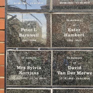KORTJASS Sylvia 1943-2014 :: VAN DER MERWE David 1952-2016