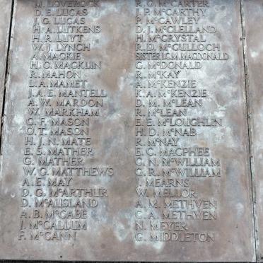 Durban Cenotaph_ 12 :: L - M Surnames