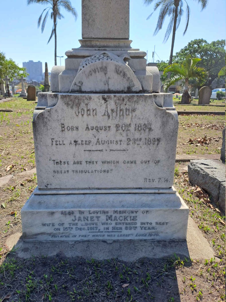 ARTHUR John 1834-1897 & Janet MACKIE -1917