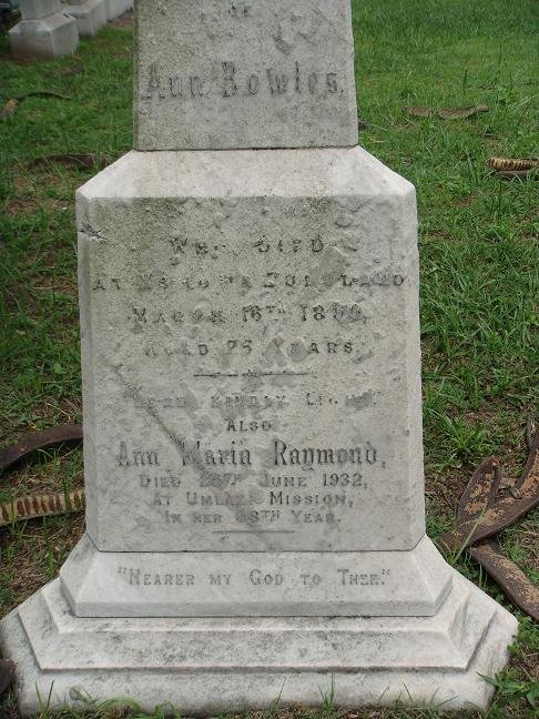 BOWLES Ann  -1899 :: RAYMOND Ann Maria -1932