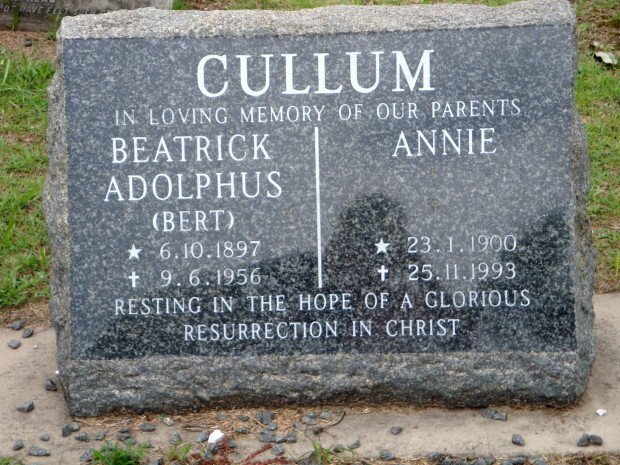 CULLUM Beatrick Adolphus 1897-1956 &amp; Annie 1900-1993