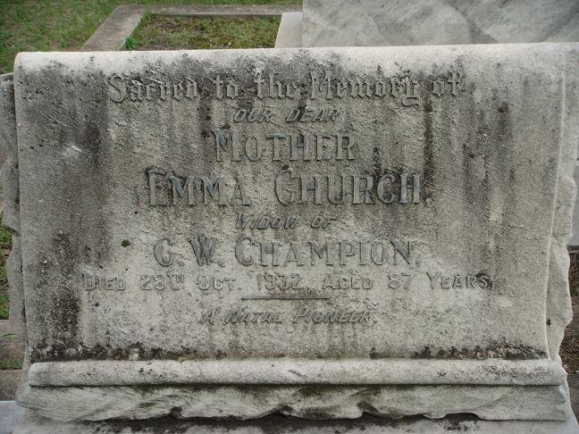 CHAMPION Emma Church nee HILLARY -1932