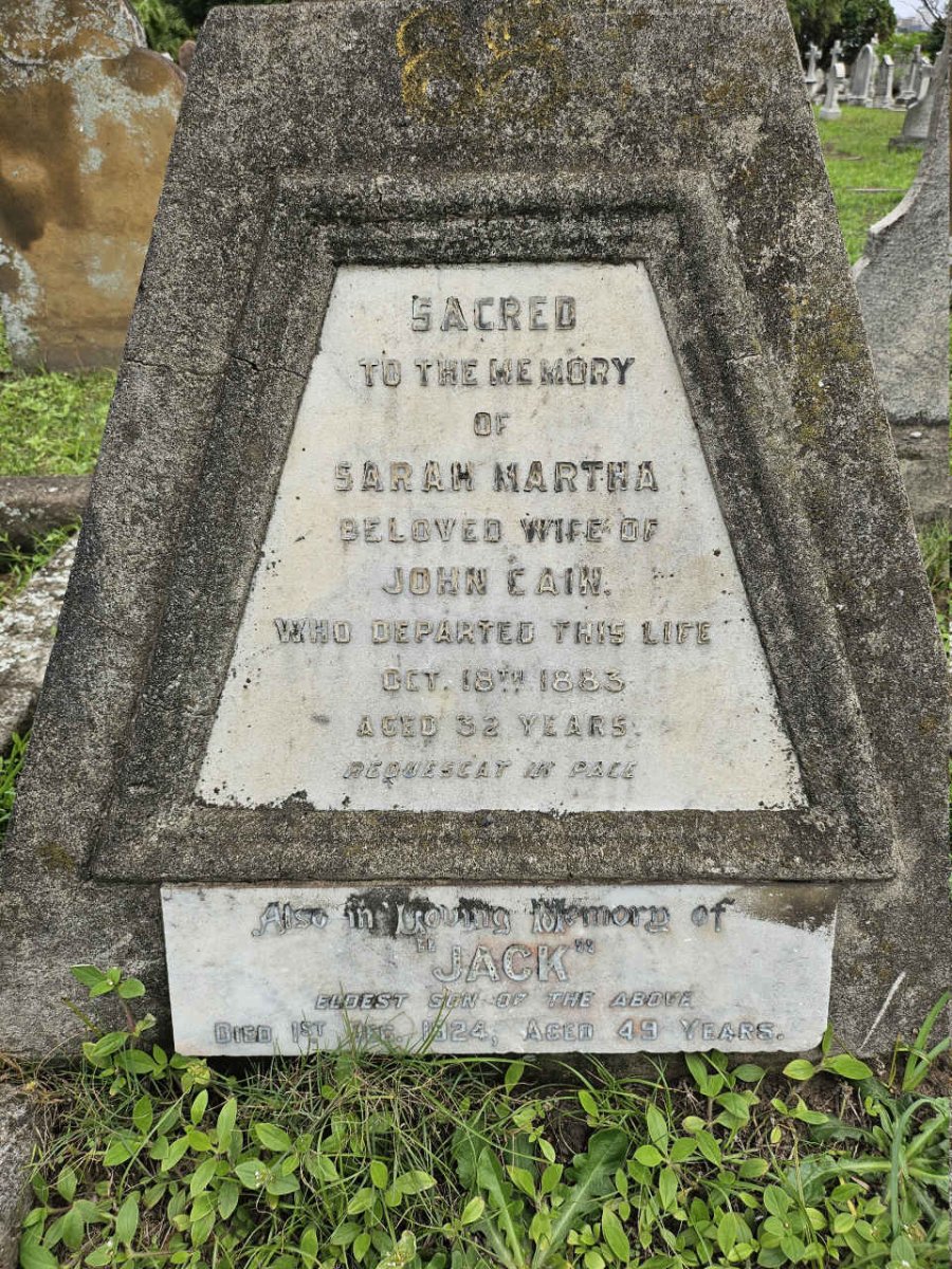 CAIN Sarah Martha -1883 :: CAIN Jack -1924