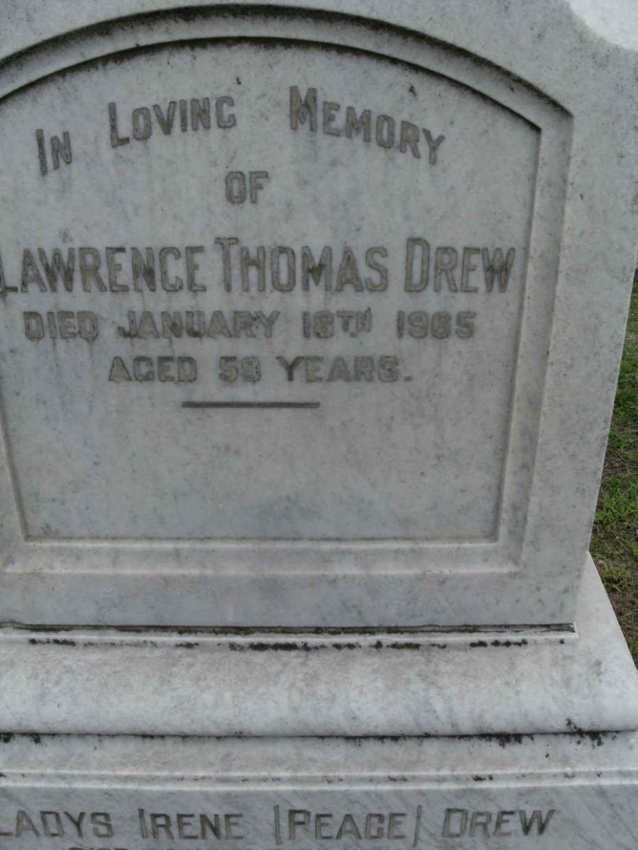 DREW Lawrence Thomas -1965 &amp; Gladys Irene PEACE