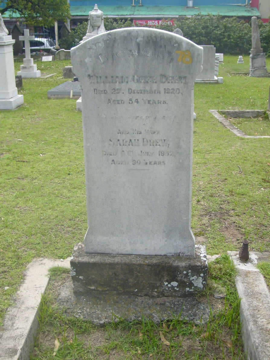 DREW William Ghee -1920 &amp; Sarah -1952