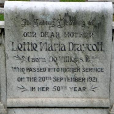DRAYCOTT Lettie Maria nee DE VILLIERS -1921