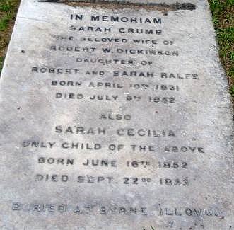 DICKINSON Sarah Crumb nee RALFE 1831-1852 :: DICKINSON Sarah Cecilia 1852-1853