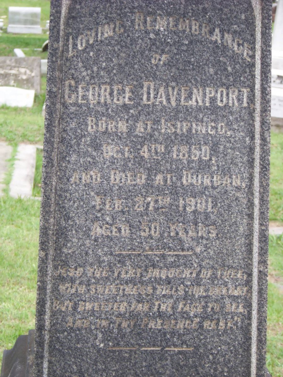 DAVENPORT George 1850-1901 &amp; Hannah -1910
