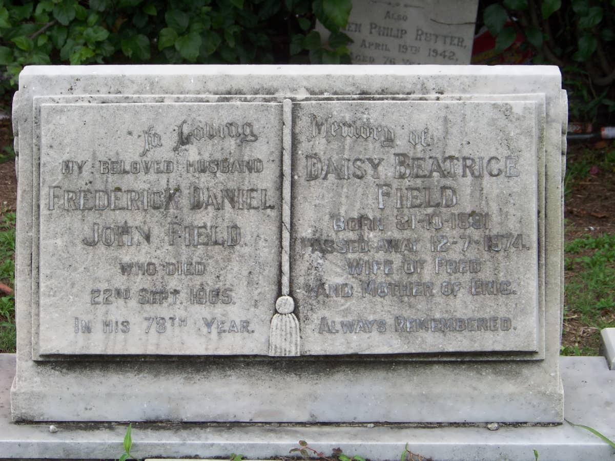 FIELD Frederick Daniel John -1964 &amp; Daisy Beatrice 1891-1974