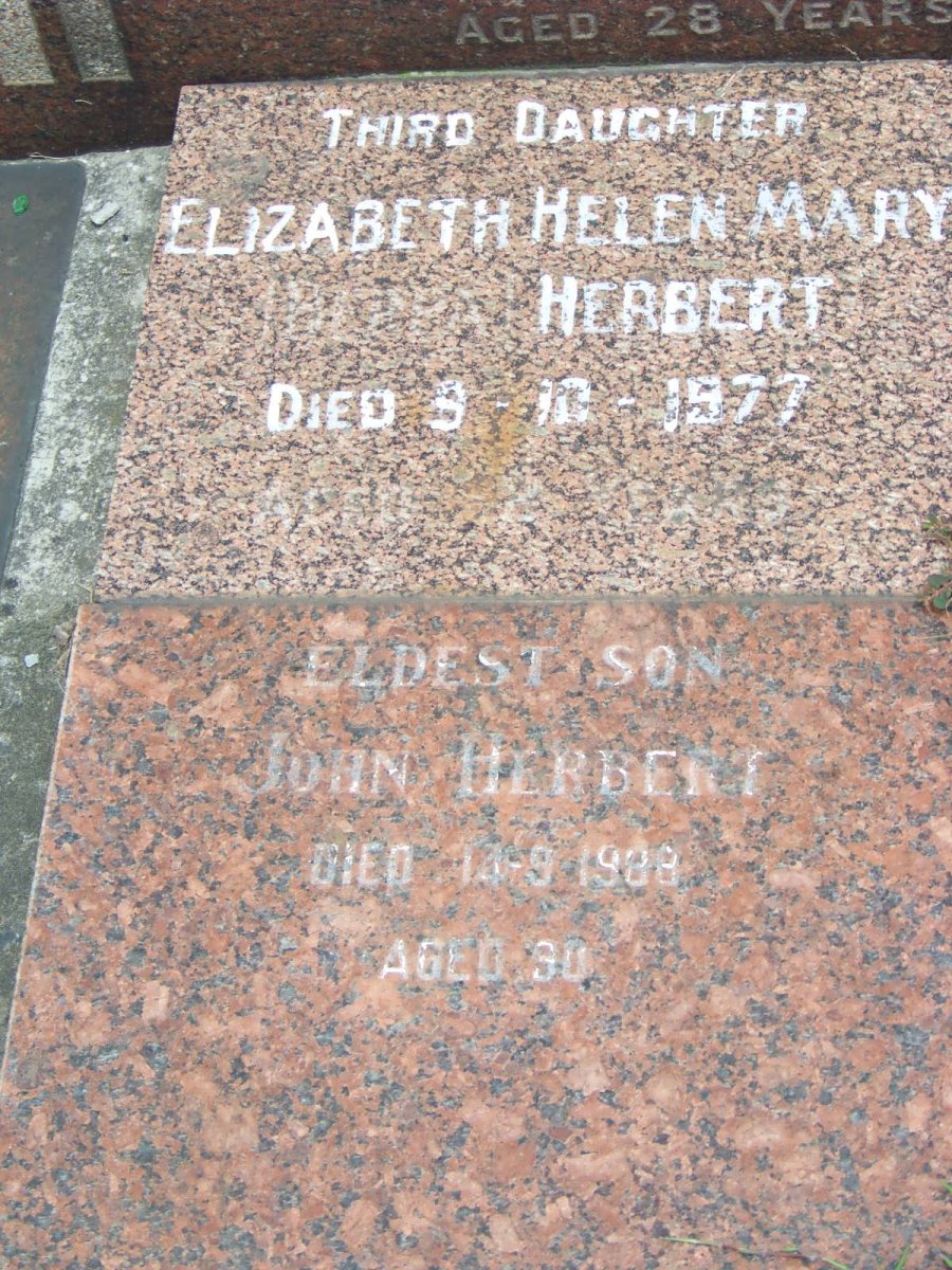 HERBERT Elizabeth Helen Mary -1977 :: HERBERT John -1988