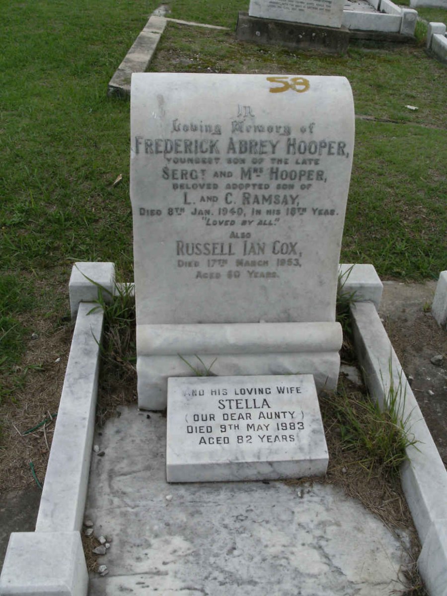 HOOPER Frederick Abrey -1940 :: COX Russel Ian 1893-1953 &amp; Stella -1983