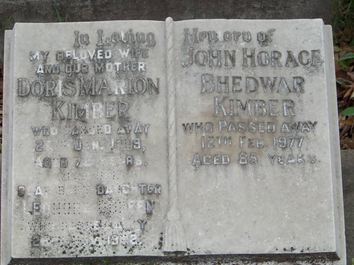 KIMBER John Horace Bhedwar -1977 &amp; Doris Marion 1969 :: KIMBER Leonora Doreen -1922