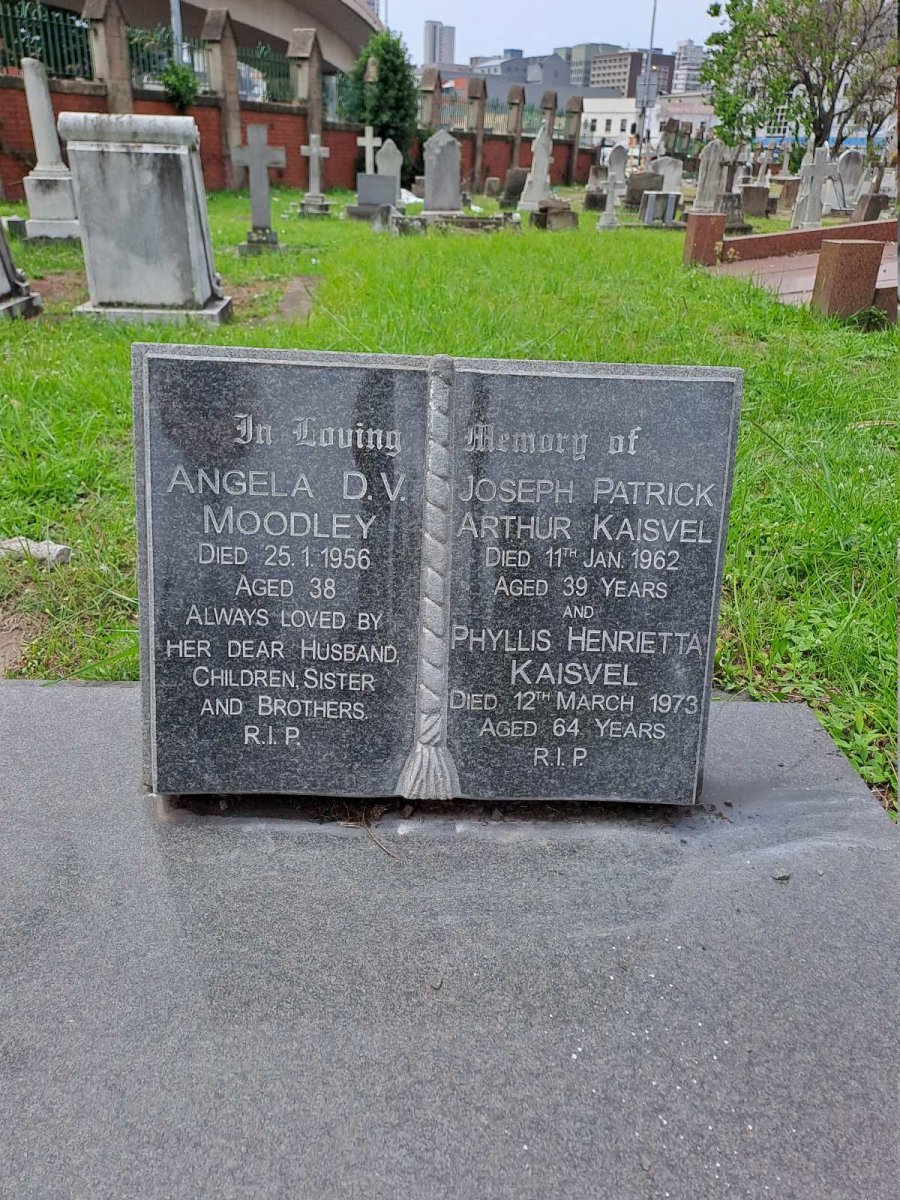 KAISVEL Joseph Patrick Arthur -1962 :: KAISVEL Phyllis Henrietta -1973 :: MOODLEY Angela D.V. -1956 