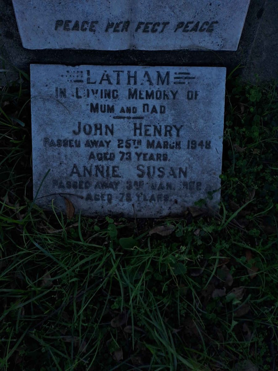 LATHAM John Henry -1948 & Annie Susan -1962