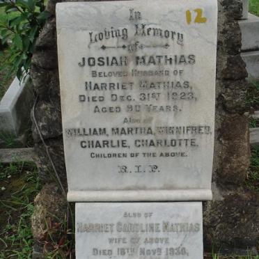 MATHIAS Josiah  -1923 & Harriet Caroline -1930 and children