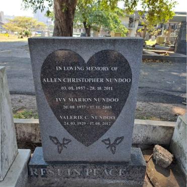 NUNDOO Allen Christopher 1957-2011 :: NUNDOO Ivy Marion 1937-2005 :: NUNDOO Valerie C. 1929-2012