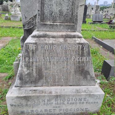 PICCIONE Francis Anthony -1892 :: PICCIONE Frank -1899 :: PICCIONE Margaret -1925