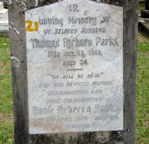 PARKS Thomas Richard -1916 &amp; Annie Rebecca -1964