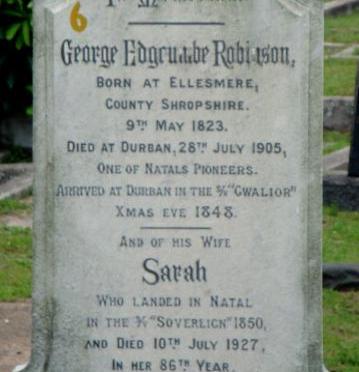 ROBINSON George Edgcumbe 1823-1905 &amp; Sarah -1927
