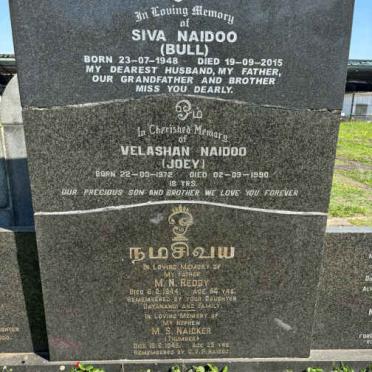 REDDY M.N. -1944 :: NAICKER M.S. -1949 :: NAIDOO Velashan 1972-1990 :: NAIDOO Siva 1948-2015