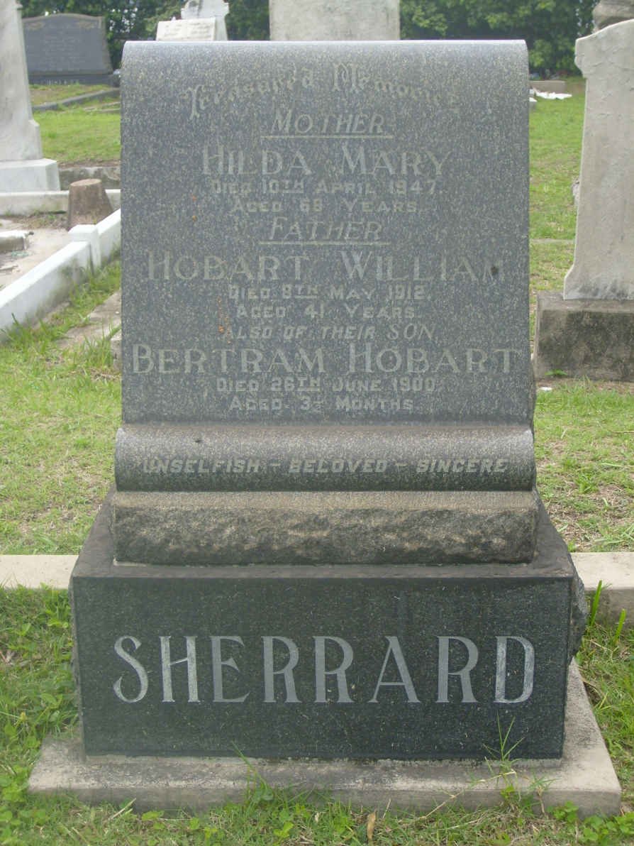 SHERRARD Hobart William -1912 &amp; Hilda Mary -1947 :: SHERRARD Bertram Hobart -1900