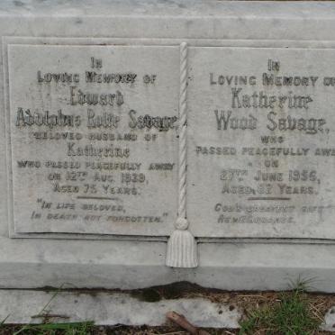 SAVAGE Adolphus Rolfe -1939 &amp; Katherine Wood -1956