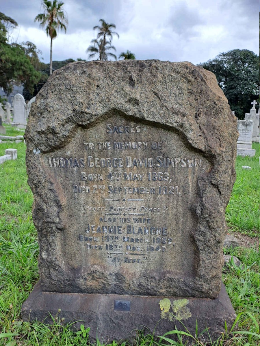 SIMPSON Thomas George David 1863-1921 & Jeannie Blanche 1882-1947