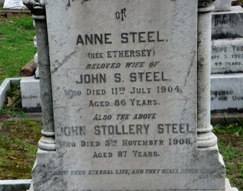 STEEL John Stollery -1908 &amp; Anne ETHERSEY -1904
