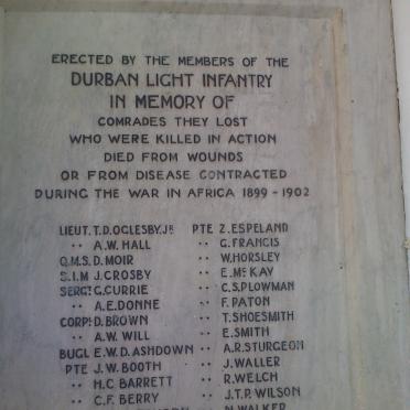 Kwazulu-Natal, DURBAN, Greyville, Durban Light Infantry Headquarters, memorials