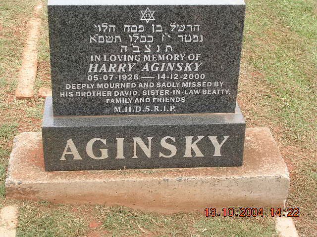 AGINSKY Harry 1926-2000