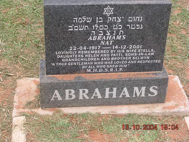 ABRAHAMS Nat 1917-2001