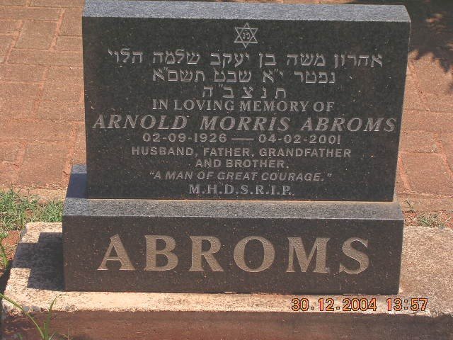 ABROMS Arnold Morris 1926-2001