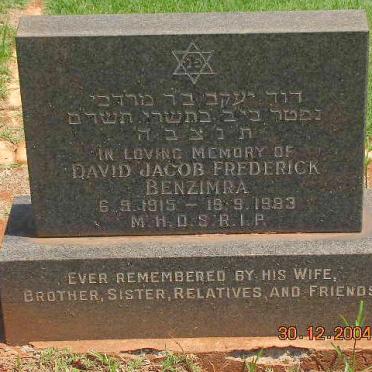 BENZIMRA David Jacob Frederick 1915-1983