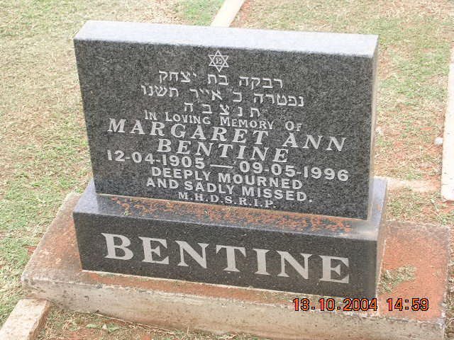 BENTINE Margaret Ann 1905-1996