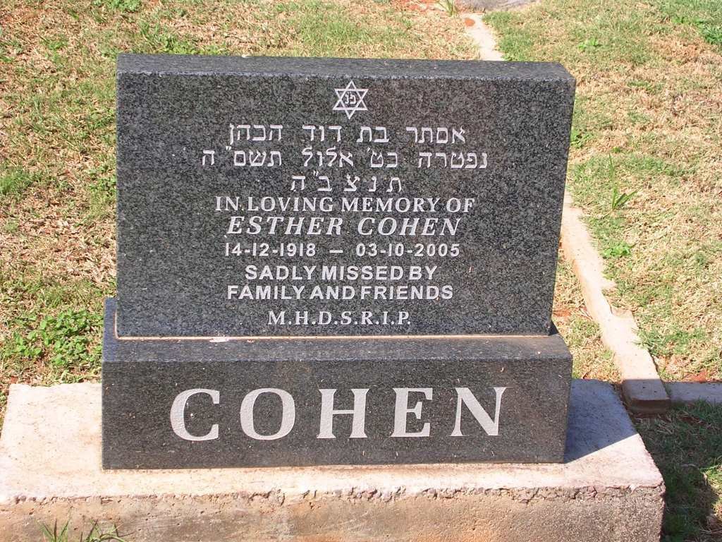 COHEN Esther 1918-2005