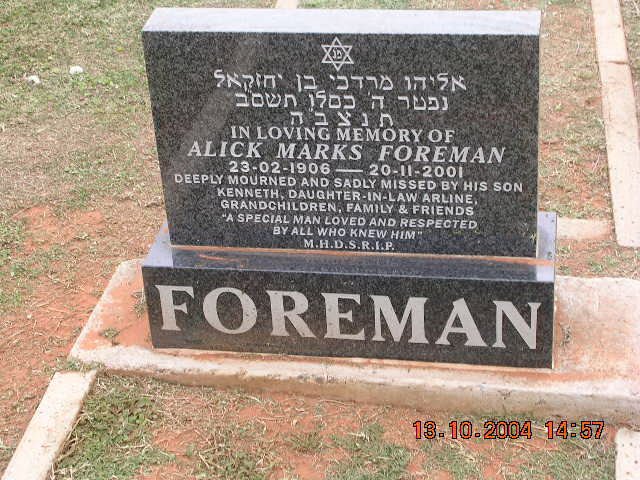 FOREMAN Alick Marks 1906-2001