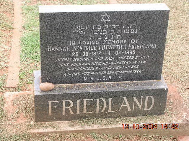FRIEDLAND Hannah Beatrice 1912-1993