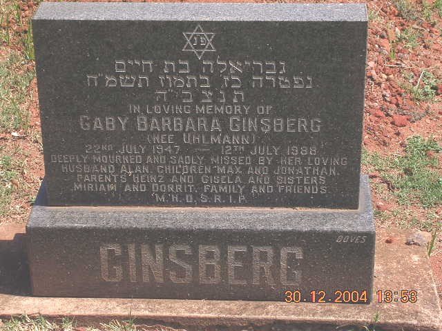 GINSBERG Gaby  Barbara nee UHLMANN 1947-1988