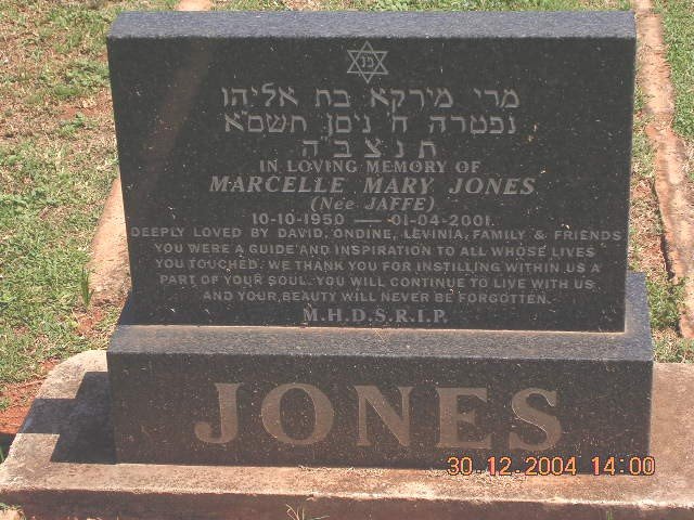 JONES Marcelle Mary nee JAFFE 1950-2001
