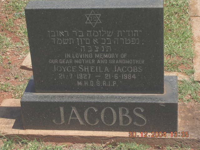 JACOBS Joyce Sheila 1927-1984