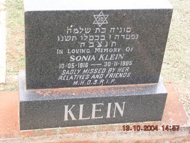 KLEIN Sonia 1916-1995