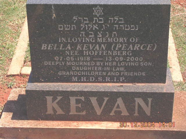 KEVAN Bella nee HOFFENBERG 1918-2000