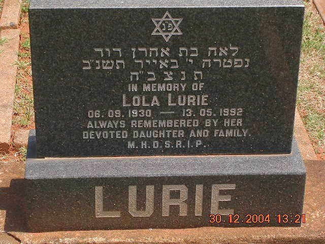 LURIE Lola 1930-1992