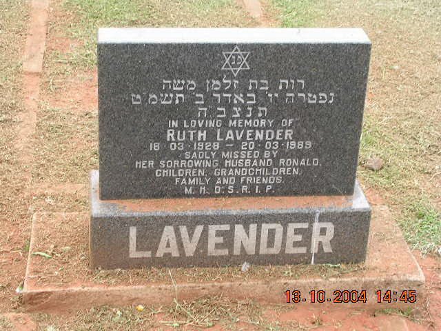 LAVENDER Ruth 1928-1989