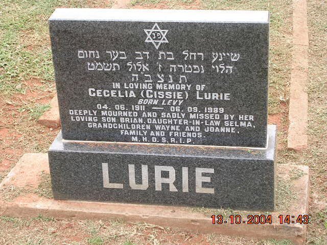 LURIE Cecelia nee LEVY 1911-1989
