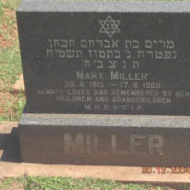 MILLER Mary 1915-1989