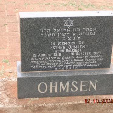 OHMSEN Esther nee BALKIND 1918-1993