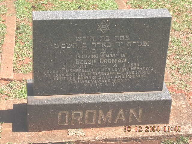 ORDMAN Bessie 1911-1989